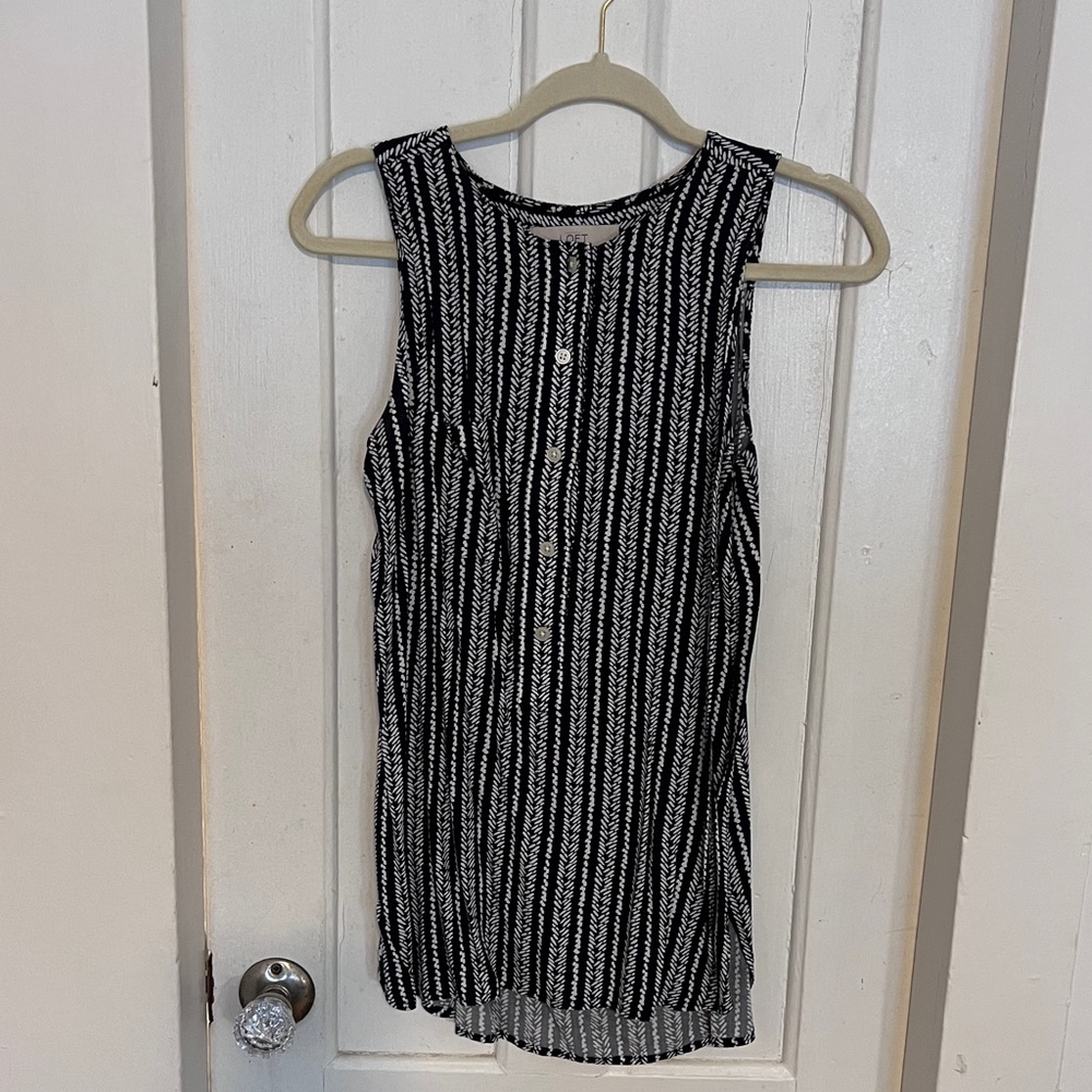 Loft sleeveless button down, dark navy, size S